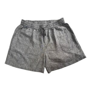 New York & Company SoHo Shorts Heather Gray Linen Blend Elastic Waist Tie Medium